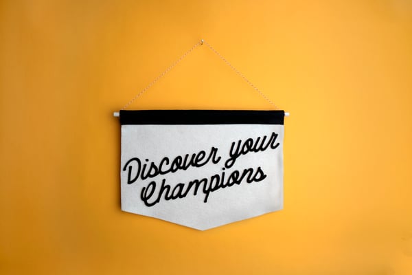 Banner with "Discover your Champions" written on it