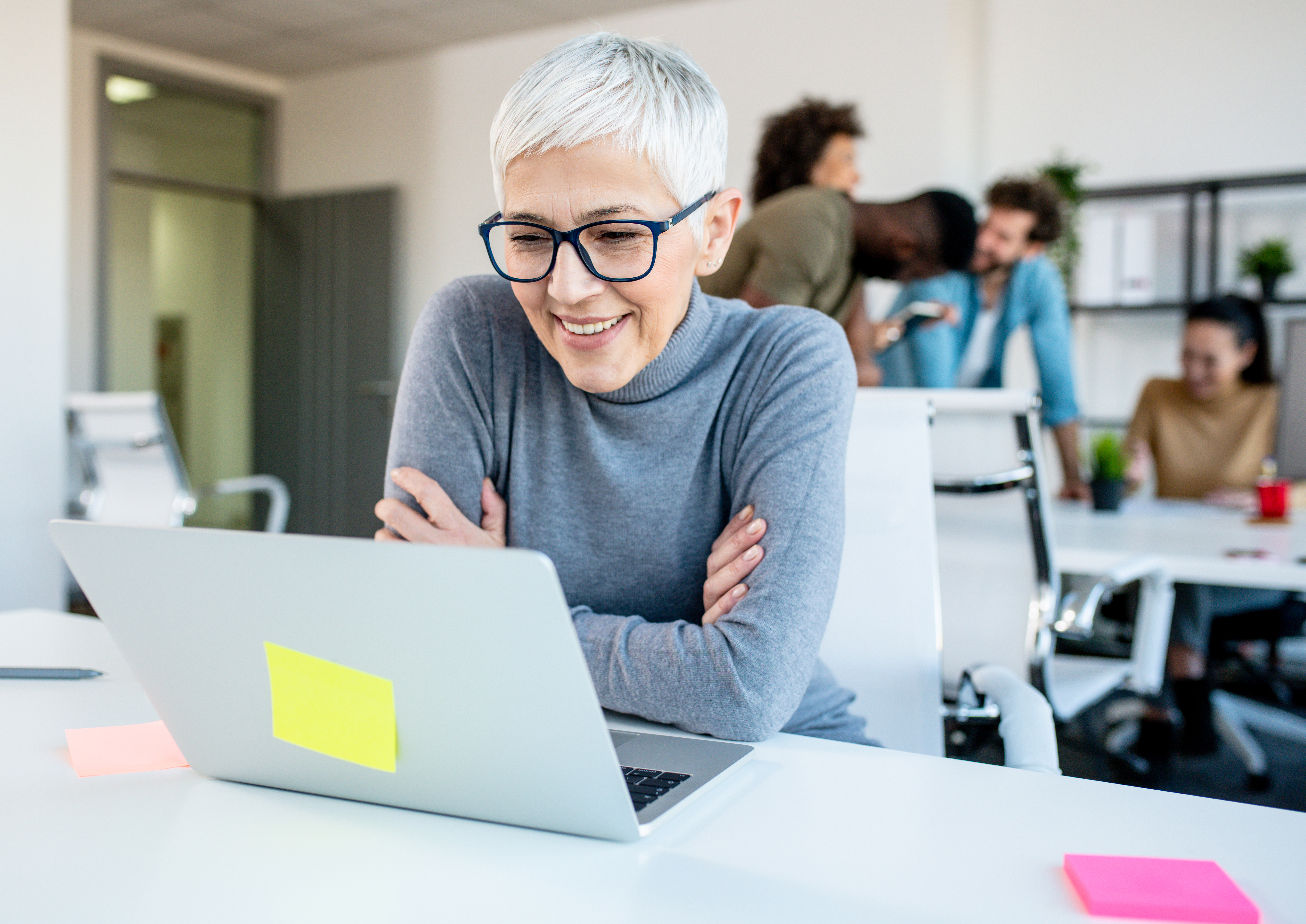 older woman taking security awareness training course