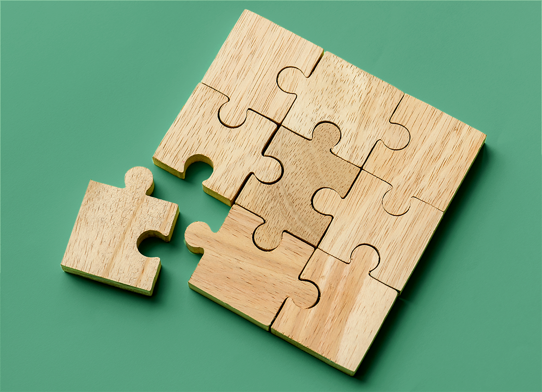 Wooden puzzles pieces